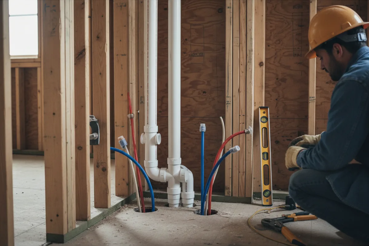 Drain and supply rough-in during Sump Pump Repair in Mount Carmel